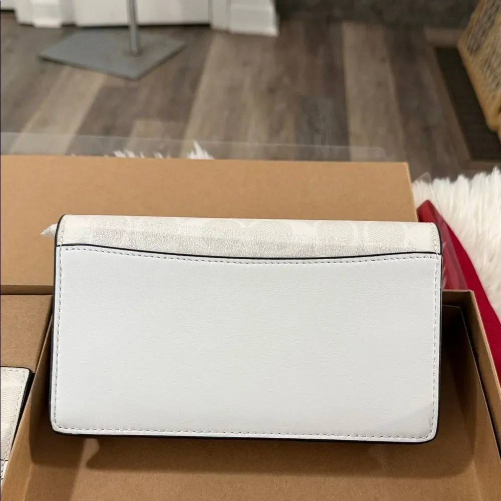 Coach Cream and Ivory Signature Pattern Crossbody Bag Set NWT